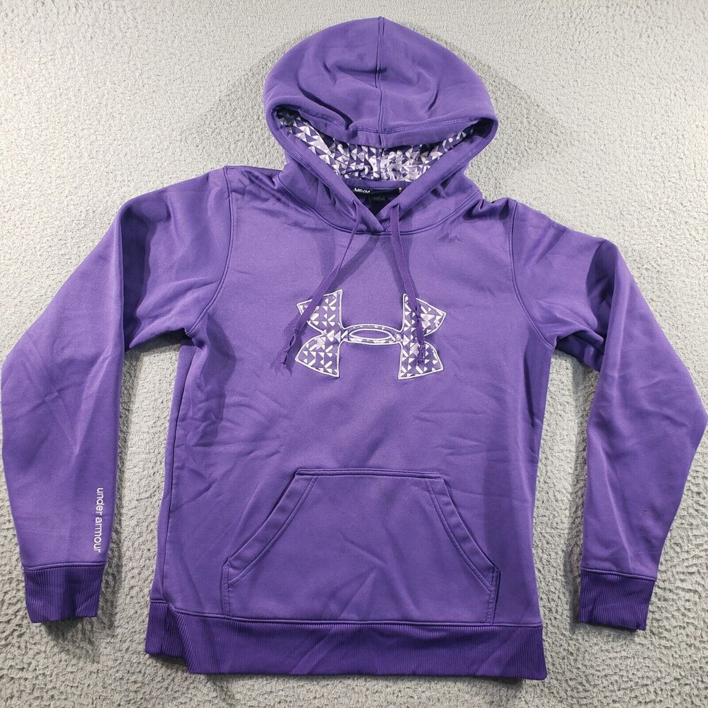 Under Armour Hoodie Womens Medium Purple Semi Fitted Pullover Stretch Sweatshirt